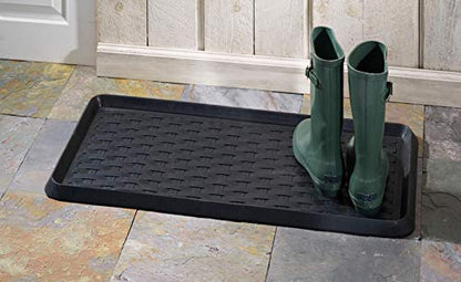 HF by LT Panama Weave Rubber Boot Tray, 32 x 16 inches, One-Piece Seamless Construction, Durable Vulcanized Rubber, Year Round Use Indoors or Outdoors, Black - color: Panama