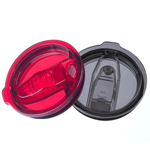 2 Replacement Lids for Stainless Steel Tumbler Travel Cup, Leak and Spill resistant Lid-Only Replace The lid With A Top Diameter Of 3.91 inches (Bottom Diameter Of 3.74 inches) - color: 30OZ Seal (Red + Black)