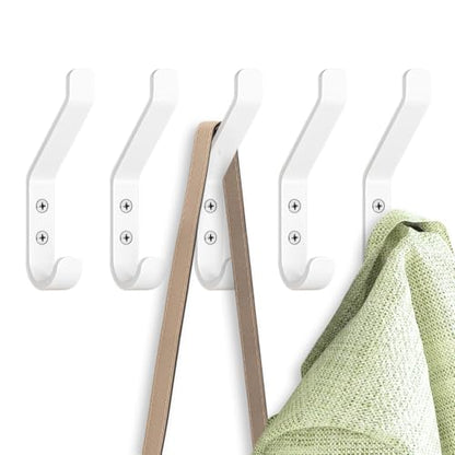 GlazieVault Coat Hooks for Wall – Door Hooks (10 Pack) - Heavy Duty Wall Mounted - Premium Design Rust Free Hooks - style: Flat Hooks White P-10