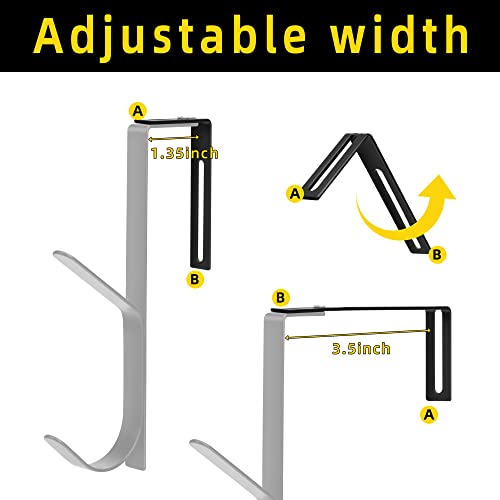 2Pcs Adjustable Metal Double Coat Hooks, Fits 1.35-3.5 Inch Cubicle Panels | Adjustable Width for Most Partition Panels, Double-Hook for Easy Hanging, High Load-Bearing Capacity, Sturdy Metal Material - color: 4pcs