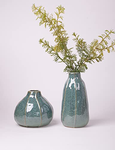 HAUCOZE Ceramic Flower Vase Decorative Sculpture Modern Home Decor 6.3 Inch | Ceramic Handmade Gift Table Centerpiece Ornament for Dining Room Office Cafe - size: Medium