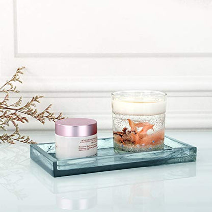 Emibele Bathroom Vanity Tray Countertop, 8" Rectangular Marble Resin Tray | Dresser Kitchen Sink Tray, for Jewelry Cosmetic Perfume Soap Candle, Compact Lightweight Waterproof, Mini Size, Ink Blue - color: Ink Blue, size: 7.7" x 3.9" x 0.8"