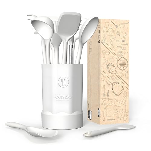 Silicone Kitchen Utensils Set,Utensils Sets for Cooking, Dishwasher Safe | Seamless Spatula Set for Nonstick Cookware, BPA-Free,Heat Resistant up to 600°F, Housewarming Gift, Cream White - color: Cream White