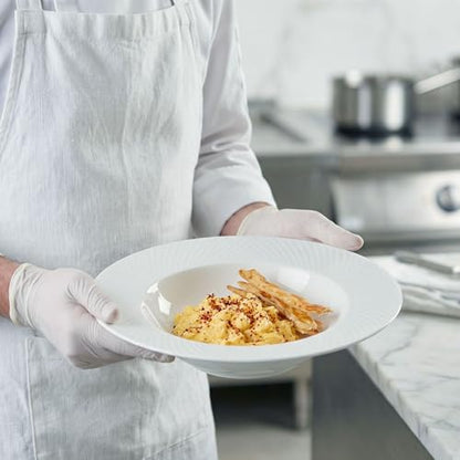 Ceramics Rimmed Soup Bowls 10.1 oz, White 9.1 inch Exquisite small soup plate Set of 4, Pasta plates With Rim is the best choice for hotels, kitchens, fine restaurants and gourmets - color: White, size: 9.1 *2Inch
