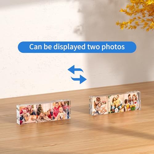 NIUBEE Photo Booth Acrylic 2x6 Picture Frame, Double Sided Mini Block Desktop Display - size: 2x6"(1 Pack)