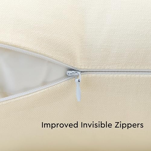 Encasa XO Throw Pillow Covers, Cotton, No Inserts 12"x12" Natural | Durable Cotton Canvas | Concealed Invisible Zipper | Ideal for DIY & Embroidery | Living Room & Couch | Set of 2 - color: Natural, size: 12" x 12" (Pack of 2)