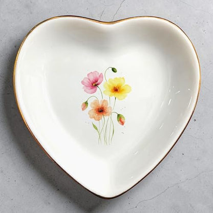 Birth Month Flower Ring Jewelry Dish Tray-Floral Ring Holder for Hippie,Nature,Pace-Birthday Gifts for Mom,Mother-in-law,Step Mom,Aunt,Grandma,Sister,Friends (8 - August (Poppy)) - style: 8 - August (Poppy)