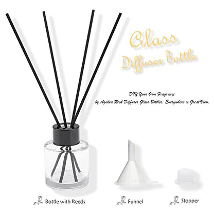 4PCS Refillable Fragrance Glass Diffuser Bottles with 20pcs Reeds Sticks & Black Caps & Funnel, Diffuser Jars for Home Oil Fragrance Decoration Girl Women Gift (50ML) - size: 50ML