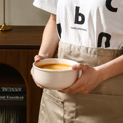 GZG 6-Inch Ceramic Cereal Bowls Set of 4, Cream Mist | Rustic Matte Glazed Stoneware, For Cereal, Soup, Salad & Snacks, 30 oz Capacity, Microwave & Dishwasher Safe - color: Cream Mist, size: 4 pcs Bowl Set
