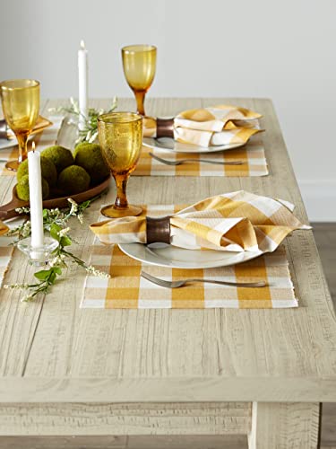 DII Buffalo Check Collection, Classic Farmhouse Cloth Napkin Set, 20x20, Honey Gold, 6 Piece - color: Honey Gold, size: 20" x 20" (Set of 6)