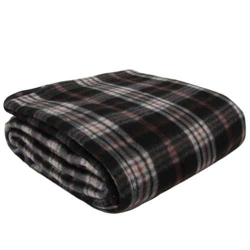 Trail maker 50x60 Throw Blankets, Plaid Fleece Throw Blankets for Bedroom, Couch, Livingroom, Chair, Pets, Outdoors - color: Brown