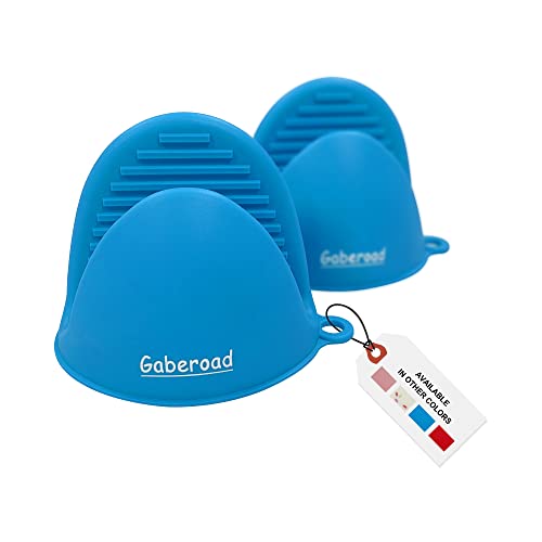 Thickened Mini Silicone Oven Mitts Heat Resistant, Rubber Oven Mitt Gloves, Finger Pinch Grips, Pot Holder, Silicone Potholder for Kitchen Cooking & Baking 1 Pair, Blue - color: Blue