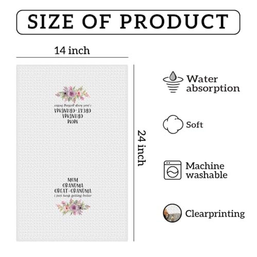 Great Grandma Dish Towels - Great Grandma Gifts Waffle Weave Kitchen Towels | Grandma Hand Towel, Grandma Tea Towel, Grandma Gifts from Grandson Granddaughter Reusable Waffle Weave Microfiber Absorbent - color: Great Grandma