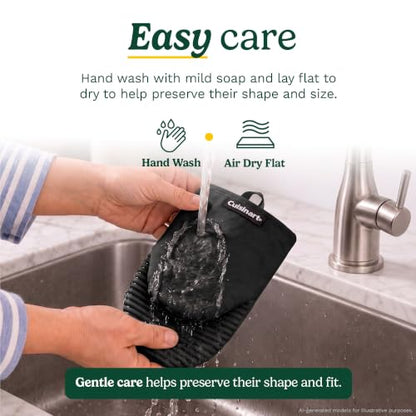 Cuisinart Mini Oven Mitts, 2-Pack 5"x8.5", Heat Resistant 500F | Compact pot holder for baking, air fryer, and cookware, silicone non-slip grip, hanging loop, fits either hand, wipes clean - color: Black