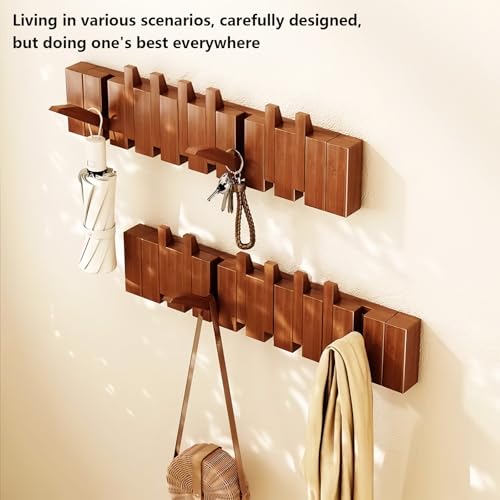 Wall Mounted Coat RackHooks Piano Key Hangers Natural Solid Wood Hanger Non-Woven Fabric Clothes Hangers for Closet, Kitchen, Bedroom, Bathroom, Entryway (Walnut-Beech, 12 Hooks) - color: walnut-beech, size: 12 Hooks