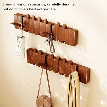 Wall Mounted Coat RackHooks Piano Key Hangers Natural Solid Wood Hanger Non-Woven Fabric Clothes Hangers for Closet, Kitchen, Bedroom, Bathroom, Entryway (Walnut-Beech, 12 Hooks) - color: walnut-beech, size: 12 Hooks