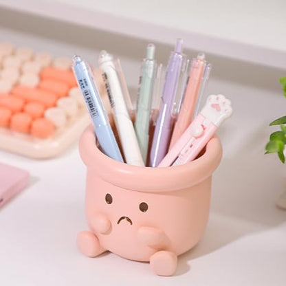 Cute Face Planter Pot, Small Resin Head Planters for Indoor Plants, Funny Smiling Face Flower Pot Succulent Planter with Drainage Hole, Gift IdeaI for Birthday Christmas (Pink) - color: Pink