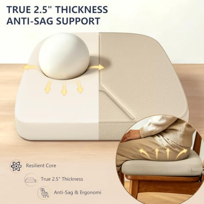 Chair Cushions for Dining Chairs Set of 4, 17" x 16" x 2.5" Thick D-Shaped Seat Cushions with Removable Washable Cover and Ties, Non-Slip Chair Pads for Kitchen, Indoor Dining Room (Beige) - color: Beige
