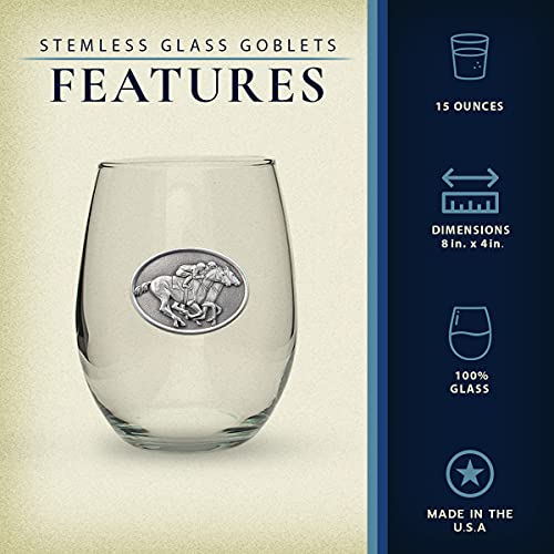 Heritage Pewter By a Nose Stemless Glass Goblets – Set of 2 | 15 OZ Goblet Wine Glasses | Expertly Crafted Pewter Glass - style: By a Nose