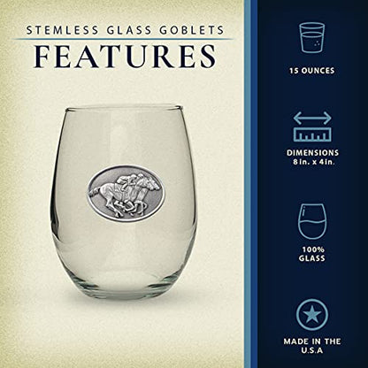 Heritage Pewter By a Nose Stemless Glass Goblets – Set of 2 | 15 OZ Goblet Wine Glasses | Expertly Crafted Pewter Glass - style: By a Nose