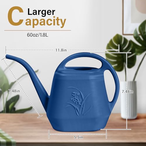 ZXJ Plant Watering Can - for Indoor and Outdoor Home Garden Plants - with Long Spout - Blue - 1/2 Gallon - color: Blue