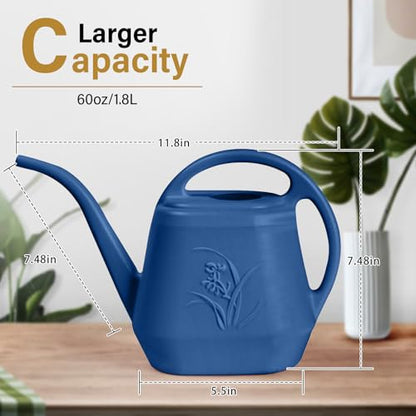 ZXJ Plant Watering Can - for Indoor and Outdoor Home Garden Plants - with Long Spout - Blue - 1/2 Gallon - color: Blue