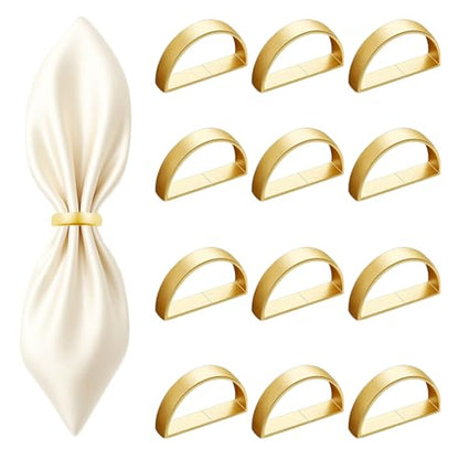 12 Pcs Stainless Steel Napkin Rings - Matt Gold Napkin Holder(Semicircle) | Matt Gold Napkin Holder Buckles for Table Kitchen Dinner Party Wedding Christmas Party - size: 12Pcs Gold