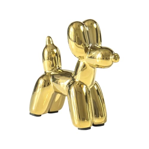 Notakia Cute Ceramics Balloon Dog Statue Crafts Gold Living Room Desktop Decorations,Handmade Modern Small Ceramic Animal Statue Ornament Gold Home Decor Accents - color: 1pcs Golden Dog, size: Small