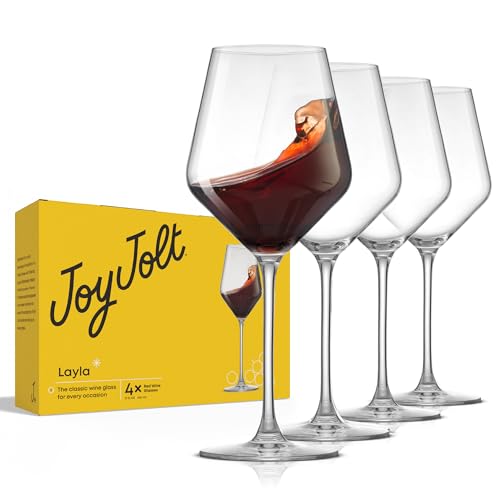 JoyJolt Layla Italian Red Wine Glasses, Set of 4, 17 oz Clear – Made in Europe - style: Red Wine Glasses