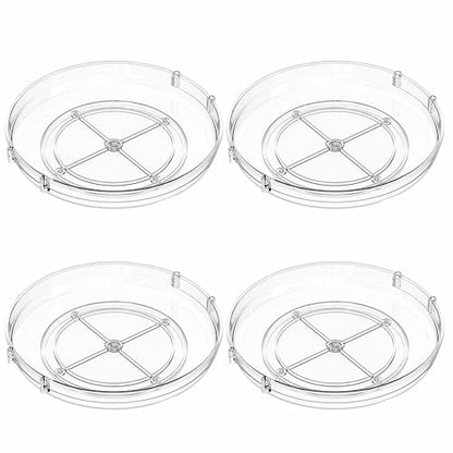 4 Pack Rotating Small Lazy Susan Turntable Organizer for Cabinet,9.5 Inch Clear Acrylic Spice Rack,Turn Table Organizers for Refrigerator,Kitchen,Pantry and Vanity Makeup,Bathroom Countertop Organizer - size: Pack of 4