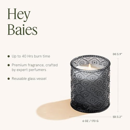 LA JOLIE MUSE Hey Baies Candles - Red Currant, Rose, Oakmoss | 6 oz Natural Soy Wax | 40 Hours Clean Burn | Berry Scented Candle | Gift-Ready for Hosts & Gatherings - color: Hey Baies