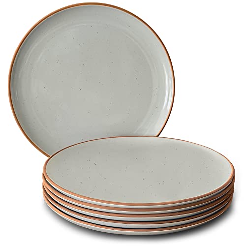 Mora Ceramic Dinner Plates Set of 6, 10 inch Dish Set - Microwave, Oven, and Dishwasher Safe, Scratch Resistant, Modern Rustic Dinnerware- Kitchen Porcelain Serving Dishes - Earl Grey - color: Earl Grey