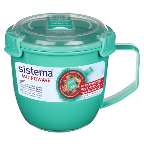 Sistema Microwaveable 900mL Soup Mug, Large Microwave Food Container with Steam-Release Vent, Dishwasher & Freezer-Safe, BPA-Free, Color May Vary - size: Large (Pack of 1)