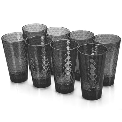 BPA-Free Plastic Tumblers 8 Pack (8x22oz) | Reusable Dishwasher Safe | Stackable Shatterproof Cups | Plastic Drinkware & Drinking Tumblers for Restaurant, Home, Party - color: Gray, size: 8-Pack