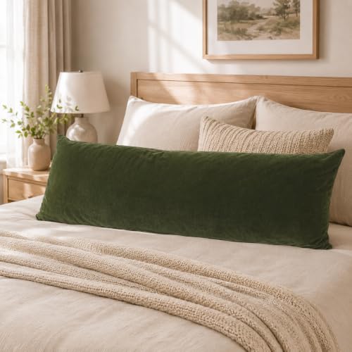 JoraLion Chenille Body Pillow Cover 20x54 inch, Moss Green Spring Decorative Pillow Cover, Farmhouse Solid Soft Chenille Cushion Case for Couch Sofa Bed Living Room, Pack of 1(Cover ONLY) - color: Moss Green, size: 54" x 20" (Pack of 1)