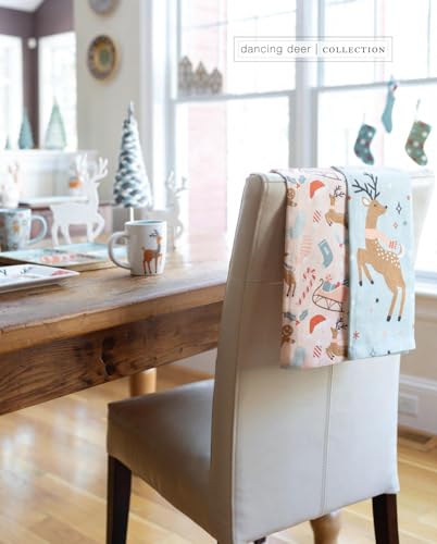 Boston International Dish Towel Set of Two Cotton Tea Towels, 28" x 18", Dancing Deer - color: Dancing Deer