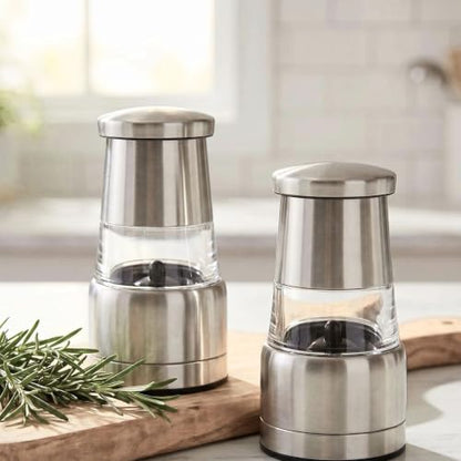 Salt and Pepper Grinder Set, Stainless Steel Manual Salt Grinder, Pepper Grinder, Visible Adjustable Ceramic Grinding Rotor, 2 Packs Set 4.6 inch Each - size: S 4.6inch
