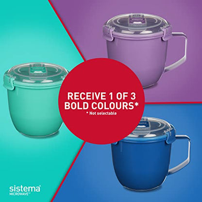 Sistema Microwaveable 900mL Soup Mug, Large Microwave Food Container with Steam-Release Vent, Dishwasher & Freezer-Safe, BPA-Free, Color May Vary, Large (Pack of 4) - size: Large (Pack of 4)