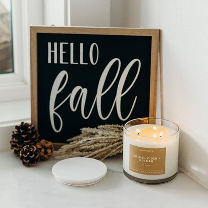 Calyan Wax Co. Golden Cider & Nutmeg 3 Wick Scented Candle - 43 Hour Burn | Made in the USA Luxury Clean Soy Wax Candles - Long Lasting Large Glass Jar Candle for Home - 3 Wicks - 14.9oz - color: Golden Cider + Nutmeg