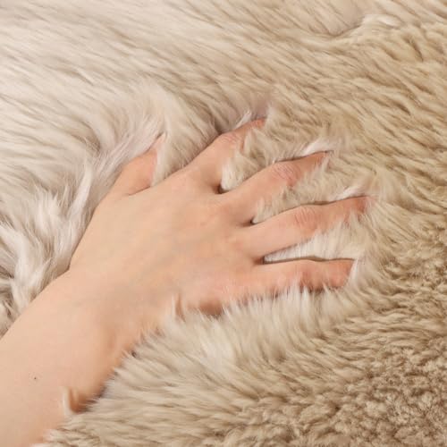 LLB Sheepskin Chair Pads - Office & Dining Room Chair Cushions (16.5" Round, Cream Brown) - color: Cream Brown, size: Round 16.5" (Pack of 1)