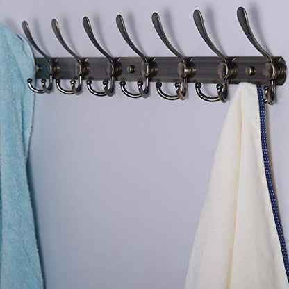 Coat Rack Wall Mount - 29.5” Long 8-Tri-Hooks Heavy Duty Coat Hanger Rail Wall Hooks for Hanging Coats Hats Clothing Clothes Purse Mudroom Entryway, Bronze - color: Bronze, size: L=29.5” (1 Pcs)