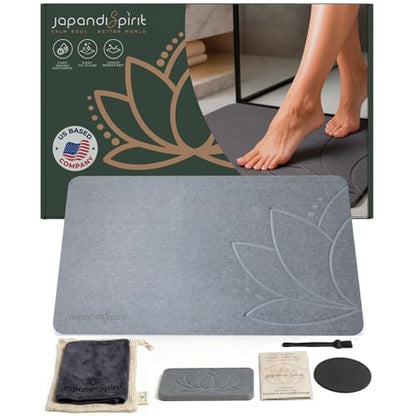 Stone Bath Mat - Diatomaceous Earth, Quick Dry - West Lotus | Non-Slip, Stone Bath Mats for Bathroom, Bath Stone, Diatomite, 23.6"x15.4", Luxury Bath Mat - color: West Lotus