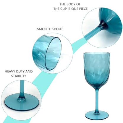 Yalin Set of 6 Unbreakable 15 oz Acrylic Plastic Wine and Water Tumbler Stackable Goblets. (Cyan, 15 oz) - color: Cyan, size: 15 oz