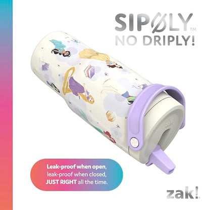 Zak Designs Disney Princess Siply 20oz Leak-Proof Straw Insulated Tumbler | BPA Free, Stainless Steel, Handle, Cupholder Friendly, Dishwasher Safe, Kids Water Bottle For School, Home, Travel, Ariel - color: Princess