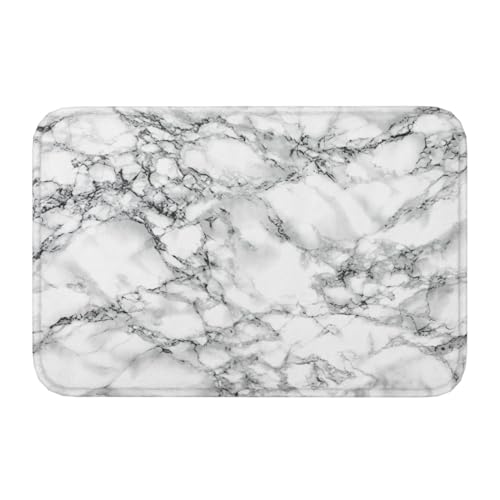 Black and White Marble Print Bath Mat Non-Slip Soft Microfiber Bathroom Rugs Washable Bathmat, Carpet Rug Entryway Decor for Tub Shower Room Floor, 24x16 Mat - color: Marble #02, size: 1'4" x 1'11" (Rectangular)