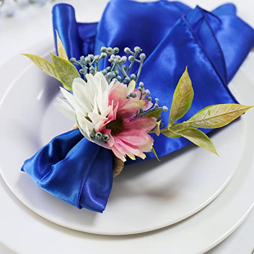 Sunflower Napkin Rings Set of 4, Handmade Christmas Dinner Napkin Holder, Handcrafts Plant Decor for Weddings, Table Setting, Outdoor Parties (New Sunflower) - style: Natural-inspired
