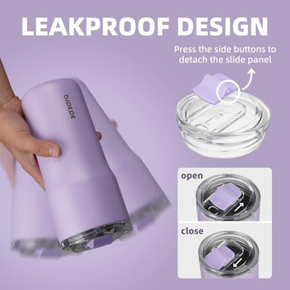 BJPKPK 20oz Spill Proof Coffee Tumbler, Insulated Stainless Steel Cup | Double Wall Vacuum, Leakproof Lid, Keeps Hot/Cold/Iced, BPA Free, Dishwasher Safe, Cupholder, Travel, Lavender - color: Lavender