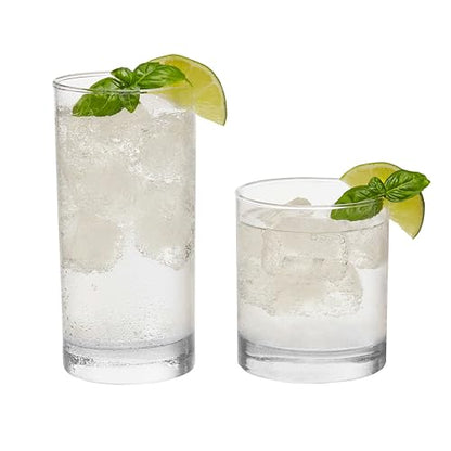Province Tumbler & Rocks Beverage Glasses Set of 24, Clear Glass Cups | 15.2 oz and 11.1 oz Capacities for Water, Juice, Cocktails, and More with Lightweight Design and Dishwasher-Safe Cleanup - color: 03 - Province 24