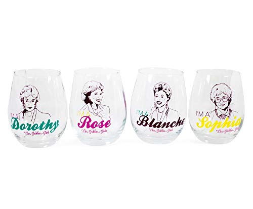 Golden Girls The Stemless Wine Glass Collectible Set of 4 | Dorothy, Sophia, Blanche, Rose | Funny Novelty Drinkware For Home Barware Set | Each Cup Holds 20 Ounces