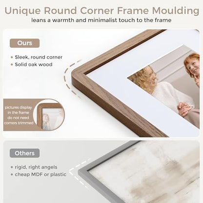 8X10 Solid Oak Wood Photo Frame | 8X10 Picture Frame With Mat For 5X7 | Plexiglas And Hanging Hardware Included | Walnut, 3 Packs - color: Walnut, size: 8''x10''-3P